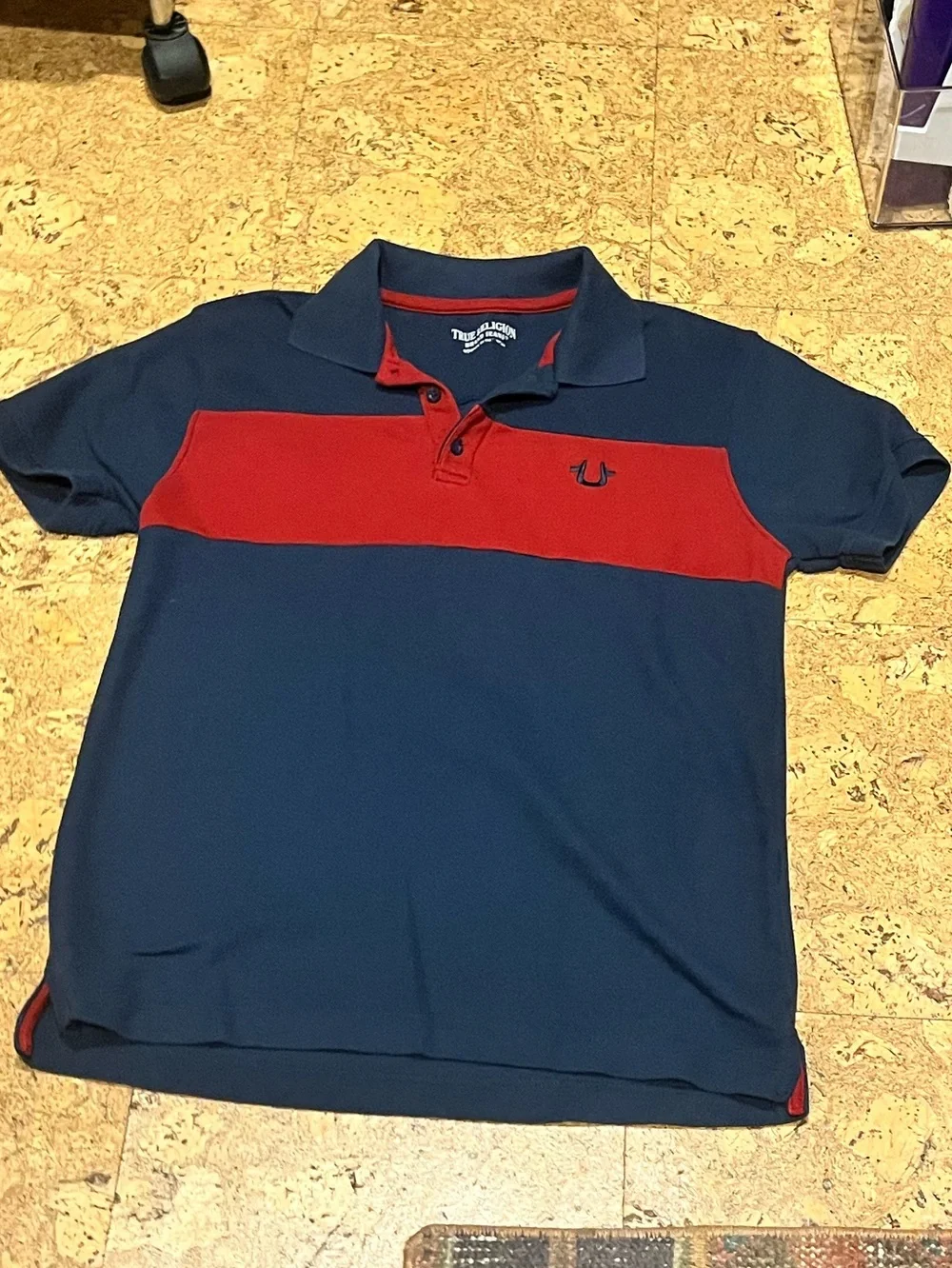 True Religion Men’s Navy/Red SS Polo Shirt (M)